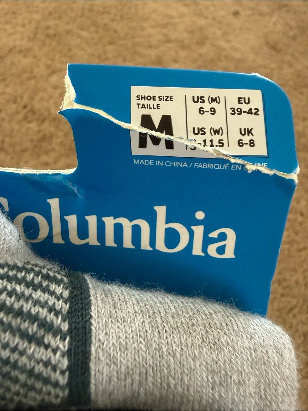 Columbia Men's Ski Crew Socks - Teal & Light Gray (2 Pairs)